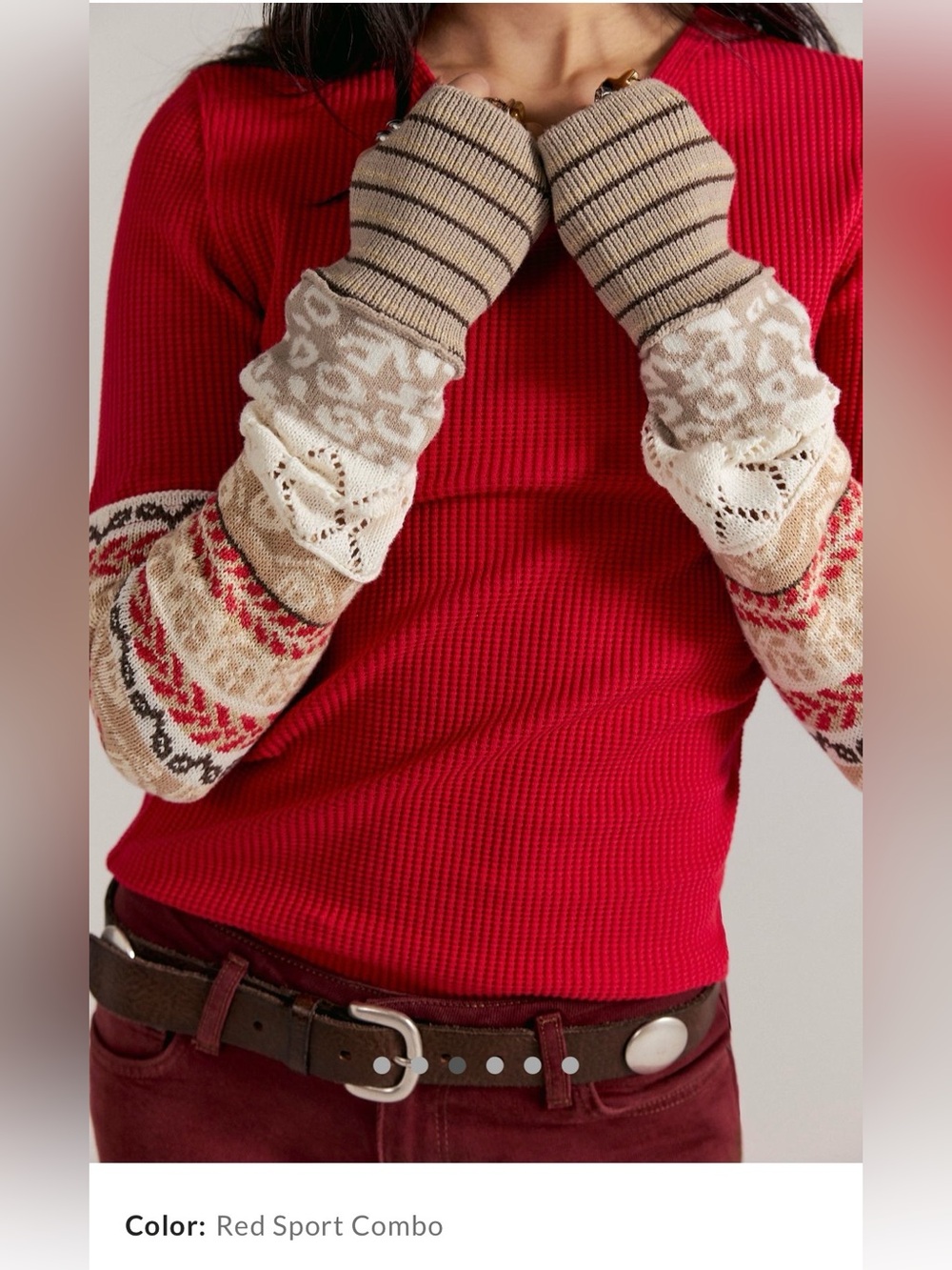 NWT Free People Red Sport Combo All In Cuff Thermal, size medium